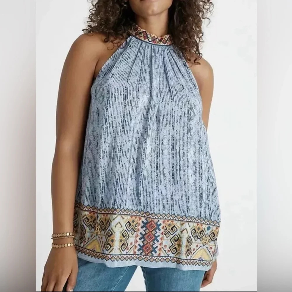 Anthropologie Bhanuni by Jyoti Embroidered and Beaded Halter Top Summer Wear